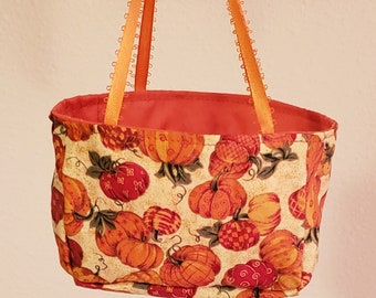 Petite Tote - pumpkin harvest, orange