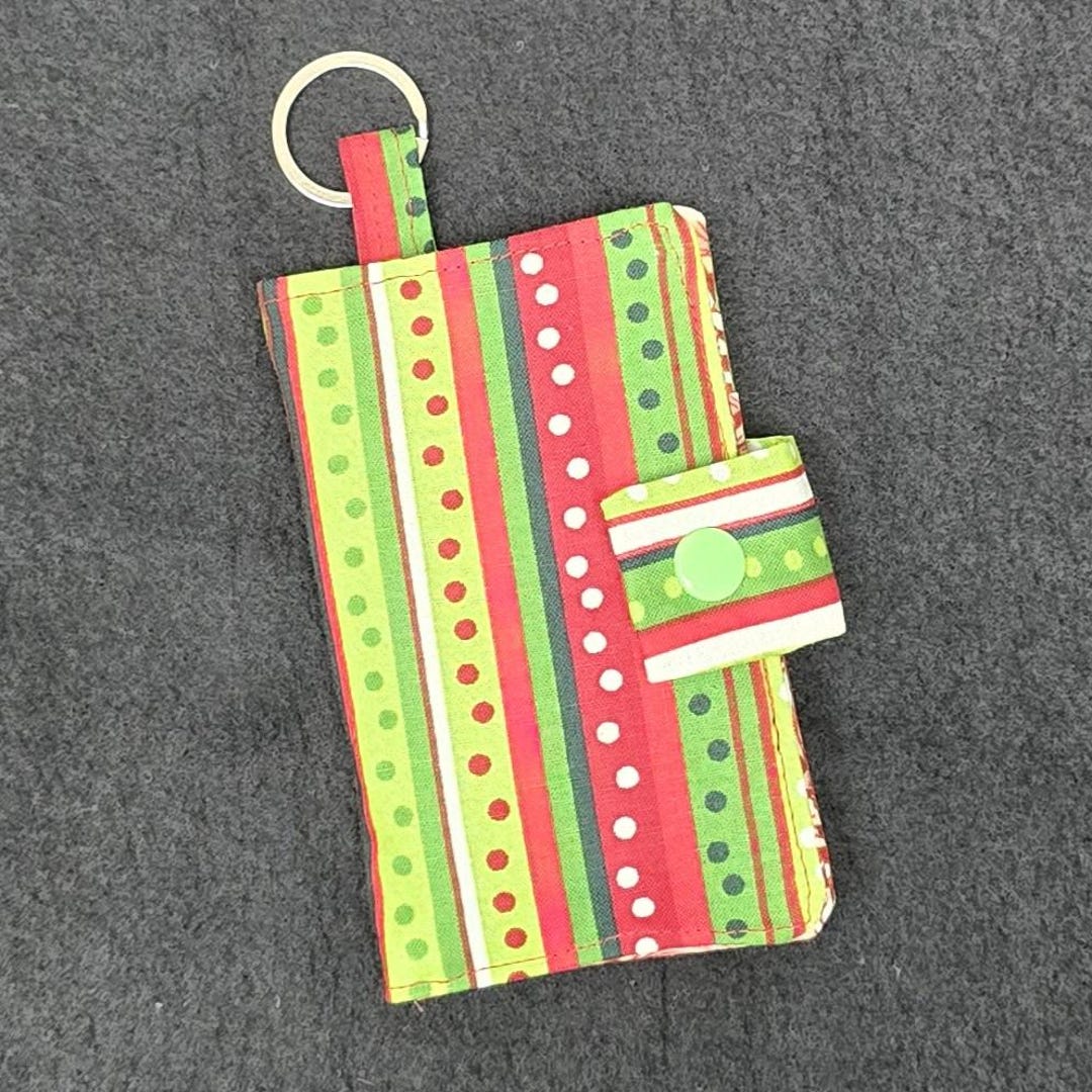 Wallet, Keyring - Festive Stripes With Candy Canes RFID - Etsy
