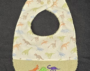 Bib - Dinosaurs with embroidery