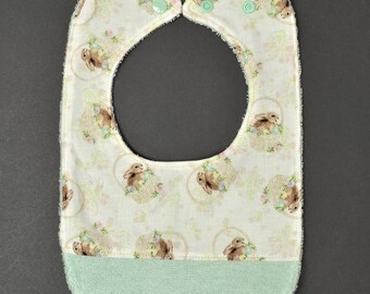 Personalized Easter Bunny in Basket with Green Absorbent Terry Cloth