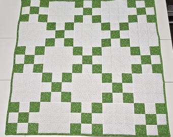Handmade Irish Chain Quilt – St. Patrick's Day Shamrocks, Baby & Lap Size (39" x 39")