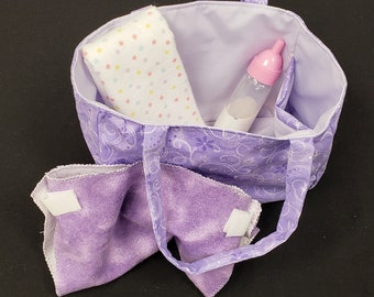 Doll Diaper Bag Sets - purple star swirls
