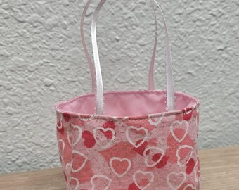 Petite Tote - pink glitter hearts