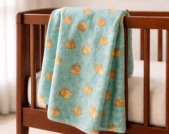 Receiving Blanket - 36" square Elephants on teal