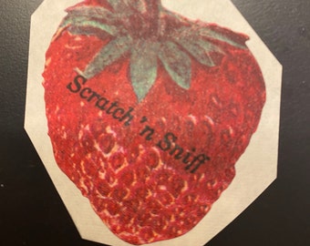 Vintage 80s Scratch n Sniff Stickers 3M Die Cut: Strawberry