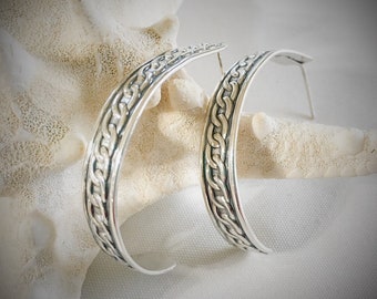Unique Designer Hoop Earrings in Sterling Silver