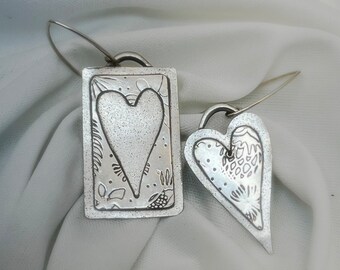 Artisan Sterling Silver Heart Earrings