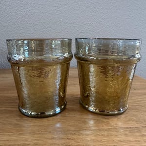 Pair of Beautiful Textured Iridescent Drinking Glasses