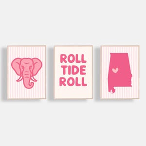 University of Alabama Preppy Wall Art, Digital Prints, Set of 3