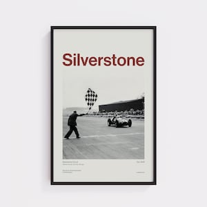 Póster de Silverstone F1: Impresión del Gran Premio de Gran Bretaña, arte mural de Fórmula 1, ilustraciones vintage de carreras, envío gratuito