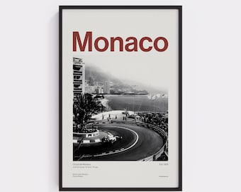 F1モナコポスター、ヴィンテージF1ウォールアート、セナとマンセル
