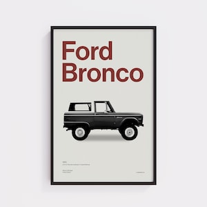 1966 Ford Bronco Poster – Vintage Bronco Print, Minimalist Car Wall Art, Free Shipping