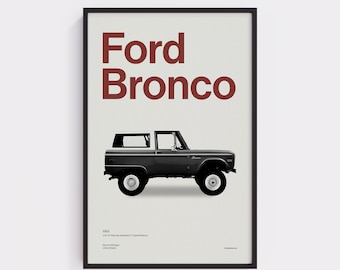 1966 Ford Bronco Print: Vintage Minimalist Car Wall Art