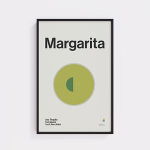 Plakat Margarita – Sztuka ścienna do baru w stylu Midcentury Modern, wydruk koktajlowy w stylu retro, bezpłatna wysyłka