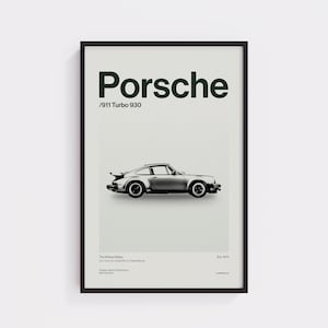 Póster Porsche 930 Turbo – Porsche 911 Turbo, arte mural de coche deportivo clásico, impresión minimalista de Porsche, póster de coche para decoración de pared, envío gratuito