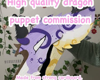 Cardboard dragon puppet commission. Message before buying please!