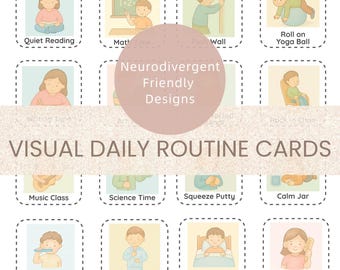 Visual Routine Cards for Neurodivergent Kids | Autism ADHD Printable Routine Schedule | Pastel Watercolor Visual Supports PDF