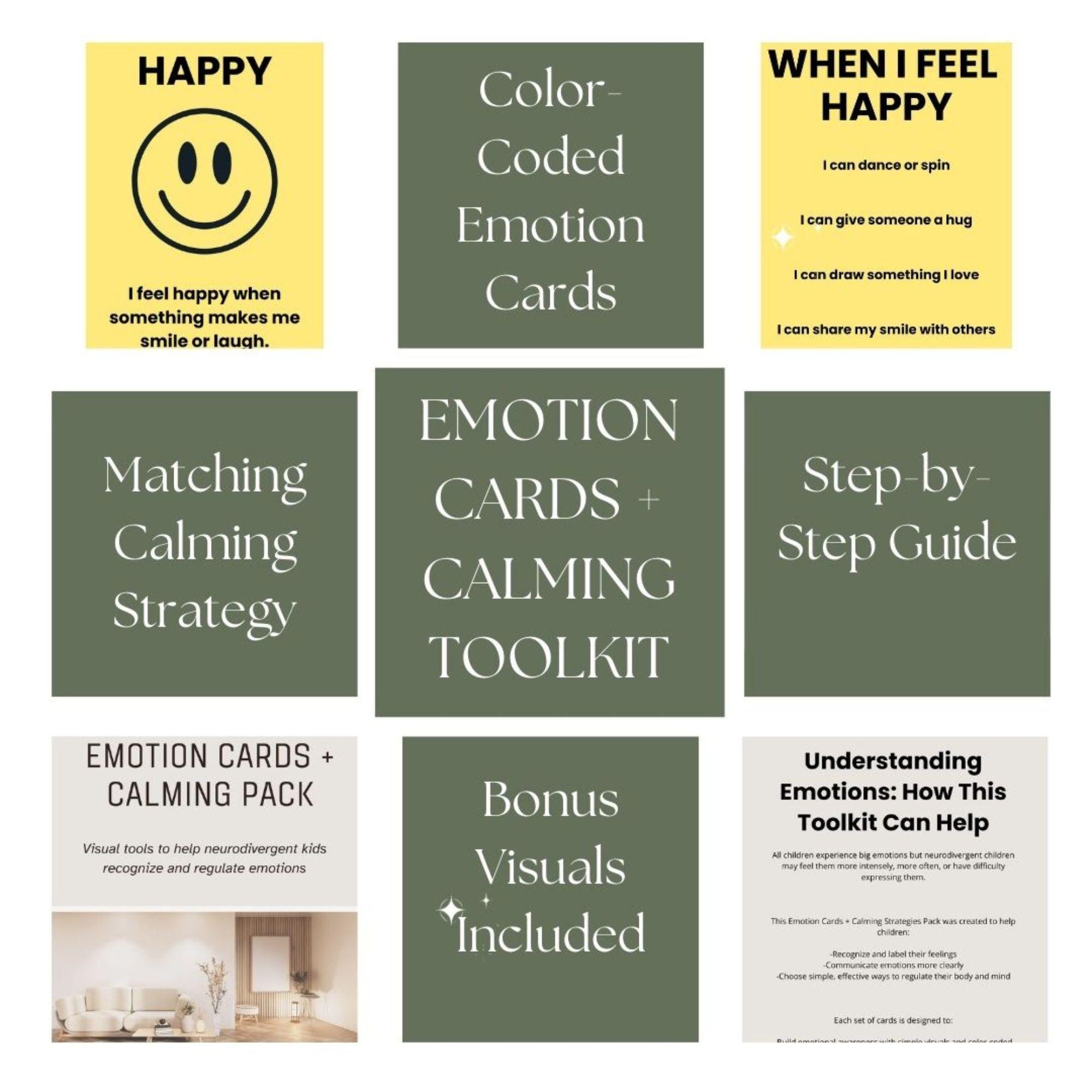 Emotion Cards + Calming Strategies for Autistic & ADHD Kids | Printable ...