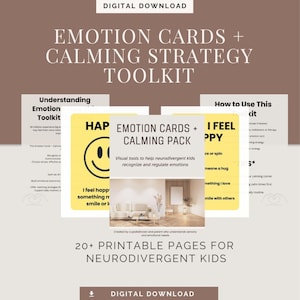 Emotion Cards + Calming Strategies for Autistic & ADHD Kids | Printable Toolkit | Visual Supports for Emotional Regulation