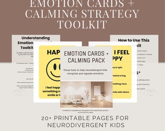 Emotion Cards + Calming Strategies for Autistic & ADHD Kids | Printable Toolkit | Visual Supports for Emotional Regulation