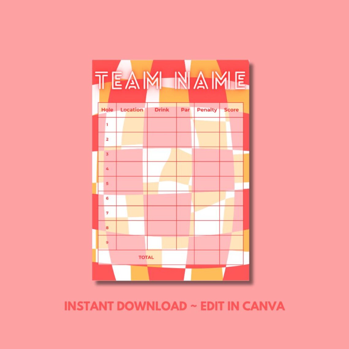 Pub Golf Scorecard Printable Pub Golf Editable Canva Template