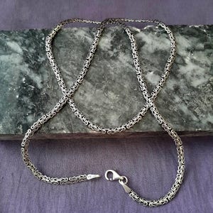 Mens Sterling Silver Chain | Handmade Byzantine King Chain | 925 Silver Necklace | Mens Accessory | Father’s Day Gift | Gift for Him