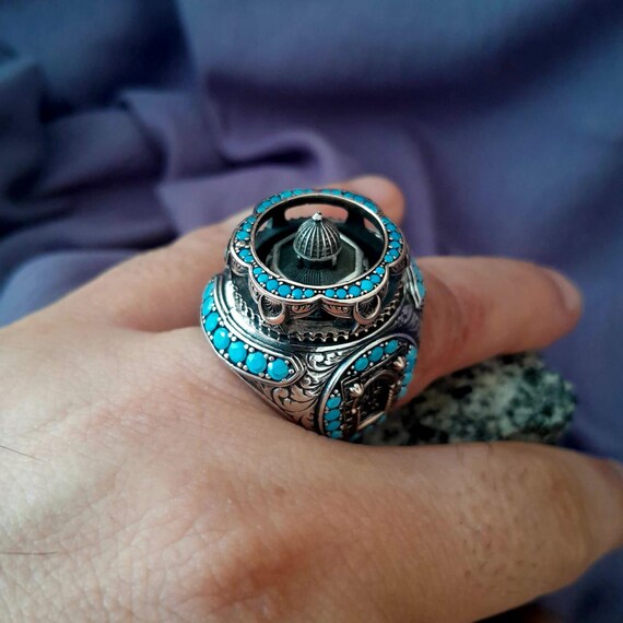 sterling silver 重厚ブルーストーンデザインシルバーリングL461 