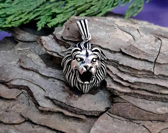 Halsband med silverhänge och lejonhuvud för män – Maskulina smycken, fars dag-present