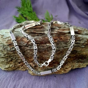 Silver Men’s Necklace ,King Chain Byzantine Style, Father’s Day Gift,Gift for Him, Gift for dad, Gift for wedding, Birthday gift, Gift