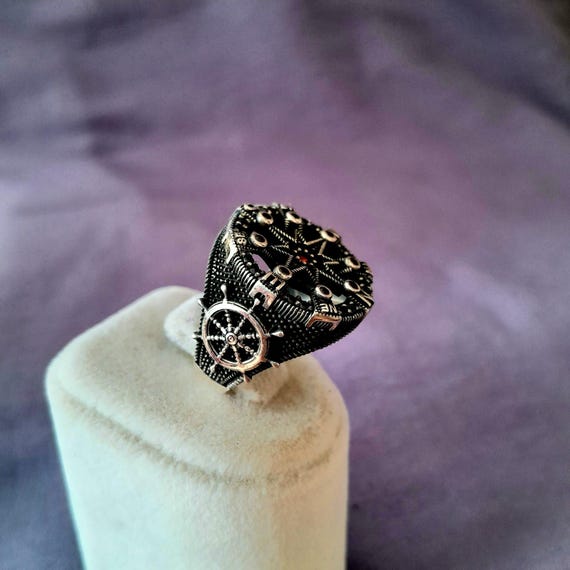 Bague en argent pour homme accessoire pour homme design boussole