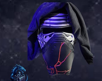 Máscara de cosplay impresa en 3D inspirada en el casco roto de Kylo Ren / Accesorio dañado por la batalla inspirado en Star Wars