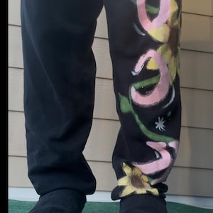 Graphic Black Sunflower Joggers