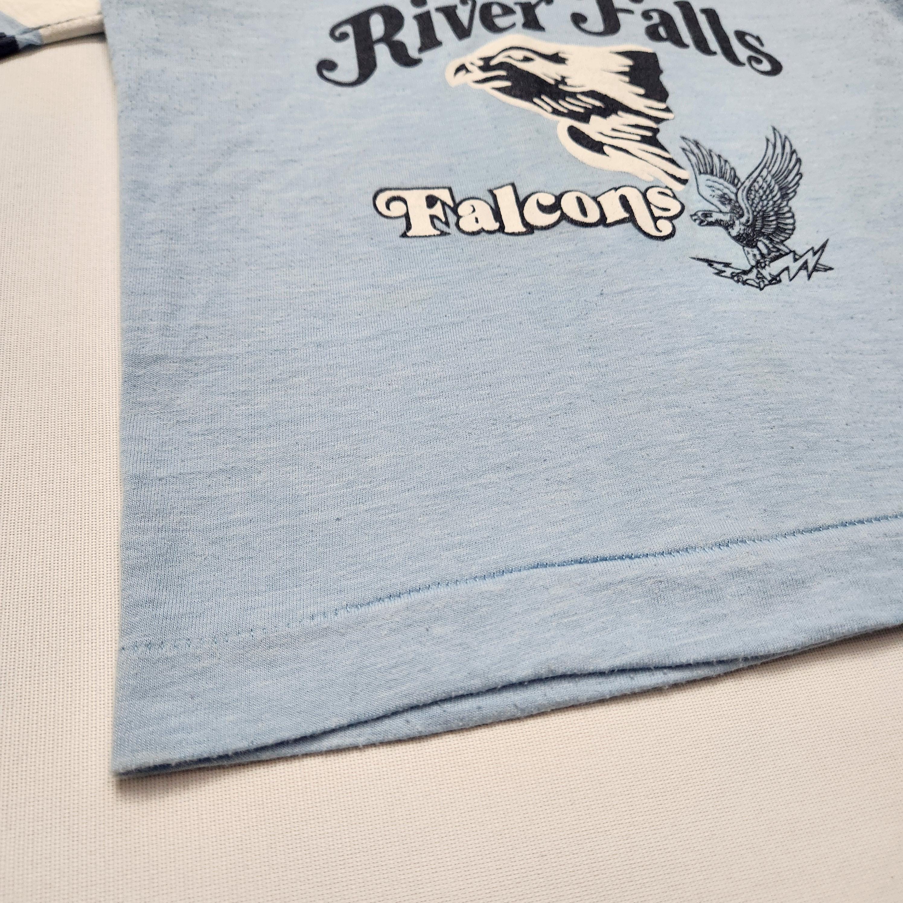 Vintage 70s Champion UW River Falls Falcons Ringer Tee Kids 2/3y image 3