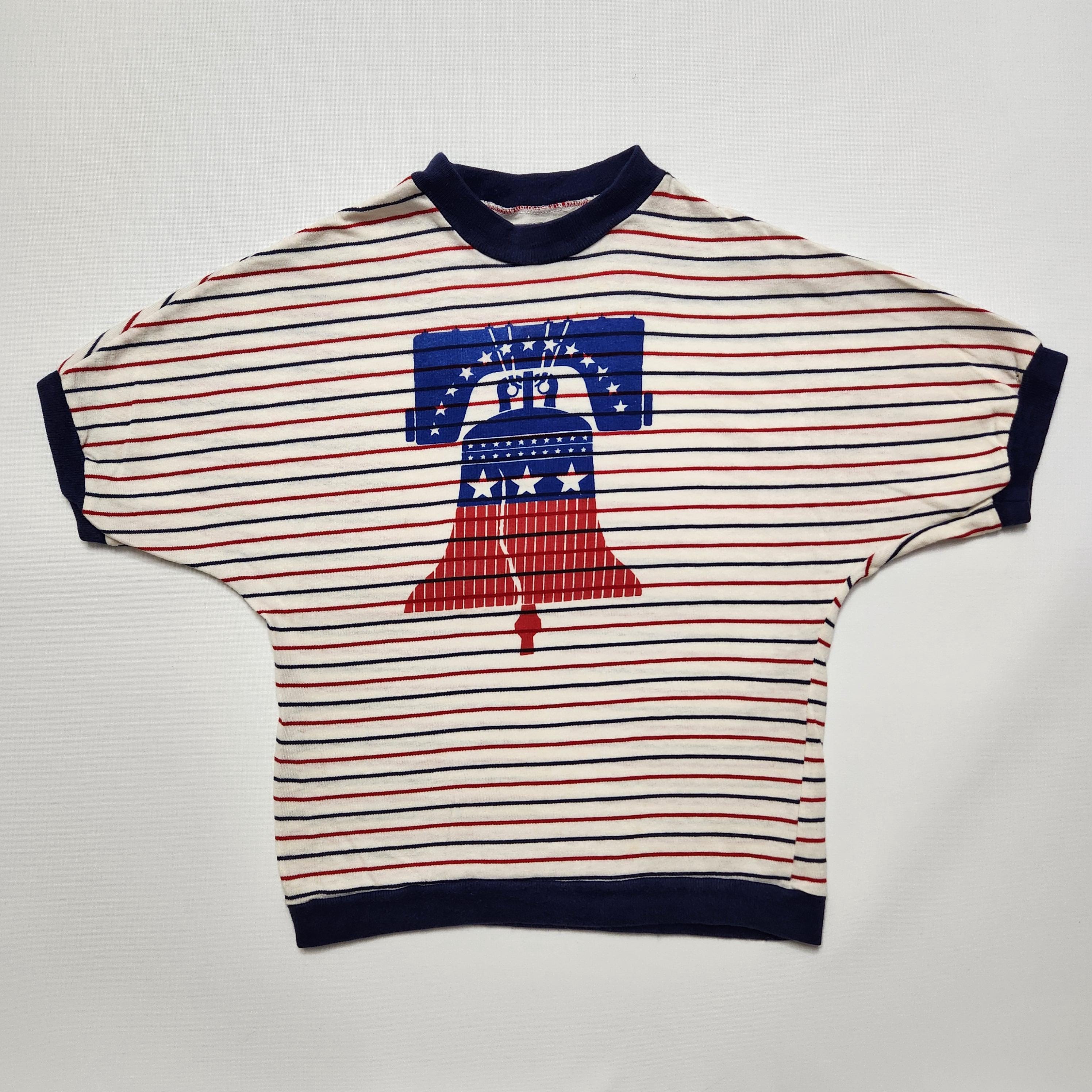 Vintage kids liberty bell ringer t-shirt: 70s 80s patriotic dolman sleeve