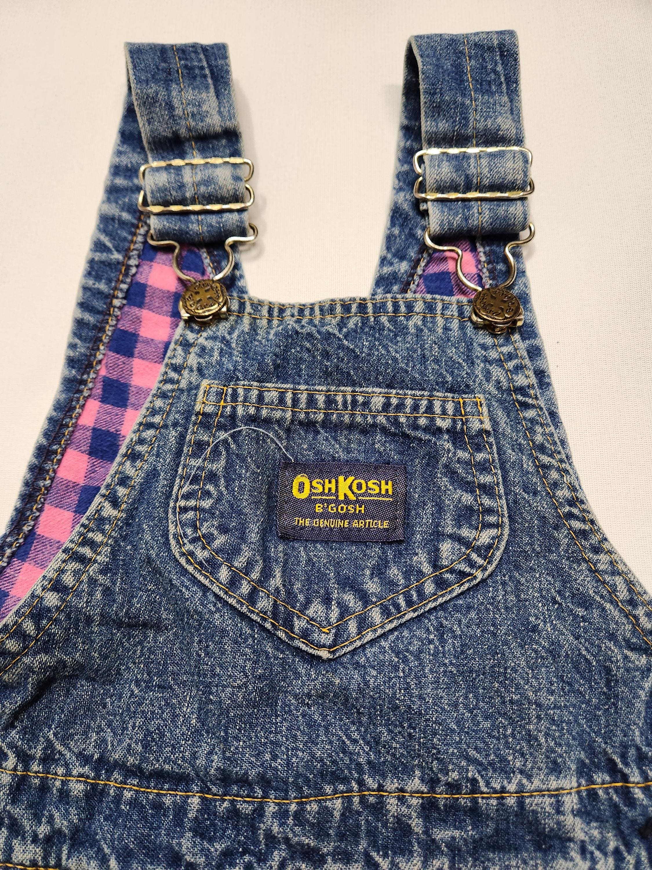 Vintage 80s OshKosh Bgosh Flannel Lined Denim Overalls Heart Patch Size 3/4 image 6
