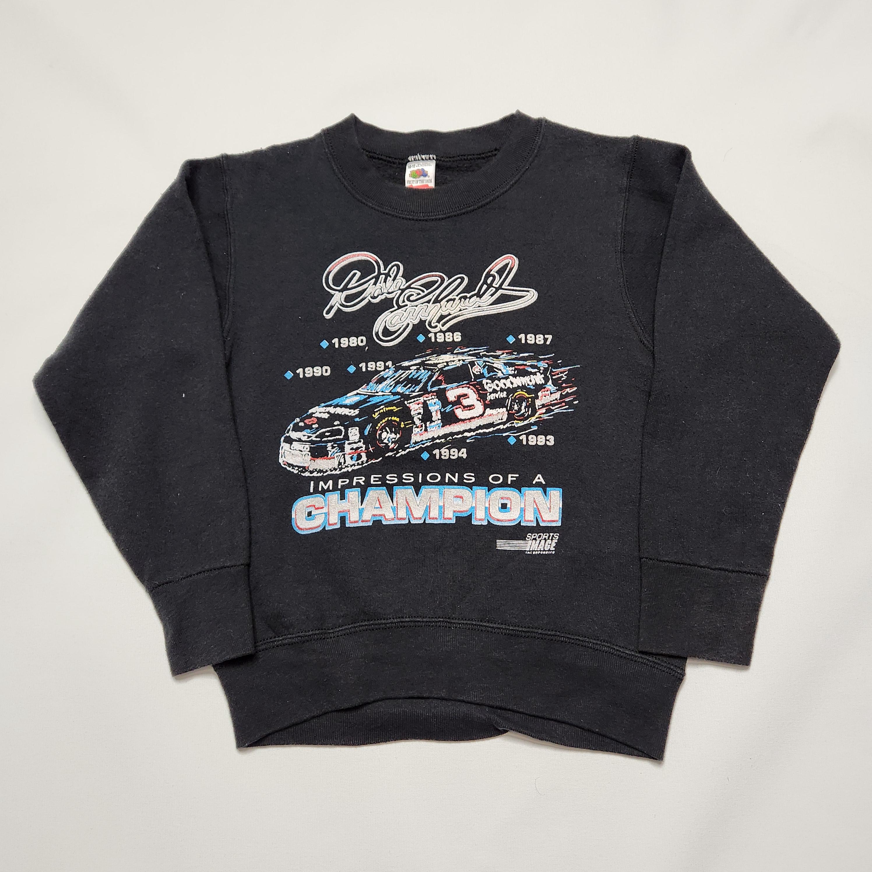 Vintage 90s Dale Earnhardt Sweatshirt Kids 5-7y Black NASCAR Racing Crewneck Made in USA