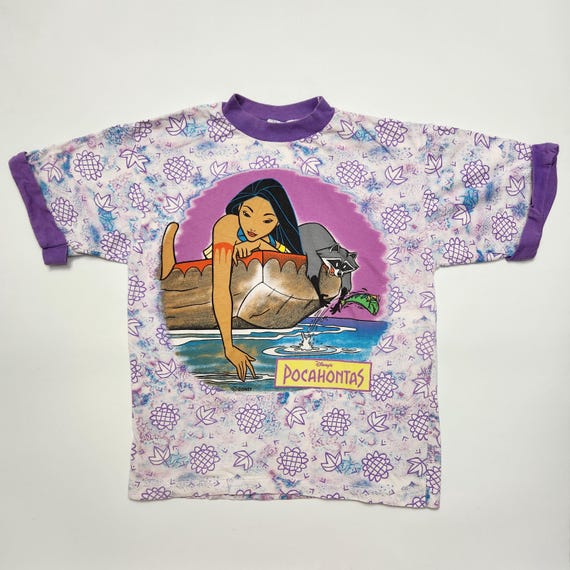 Vintage 90s Disney Pocahontas Graphic Ringer T-shirt (youth XS/S 