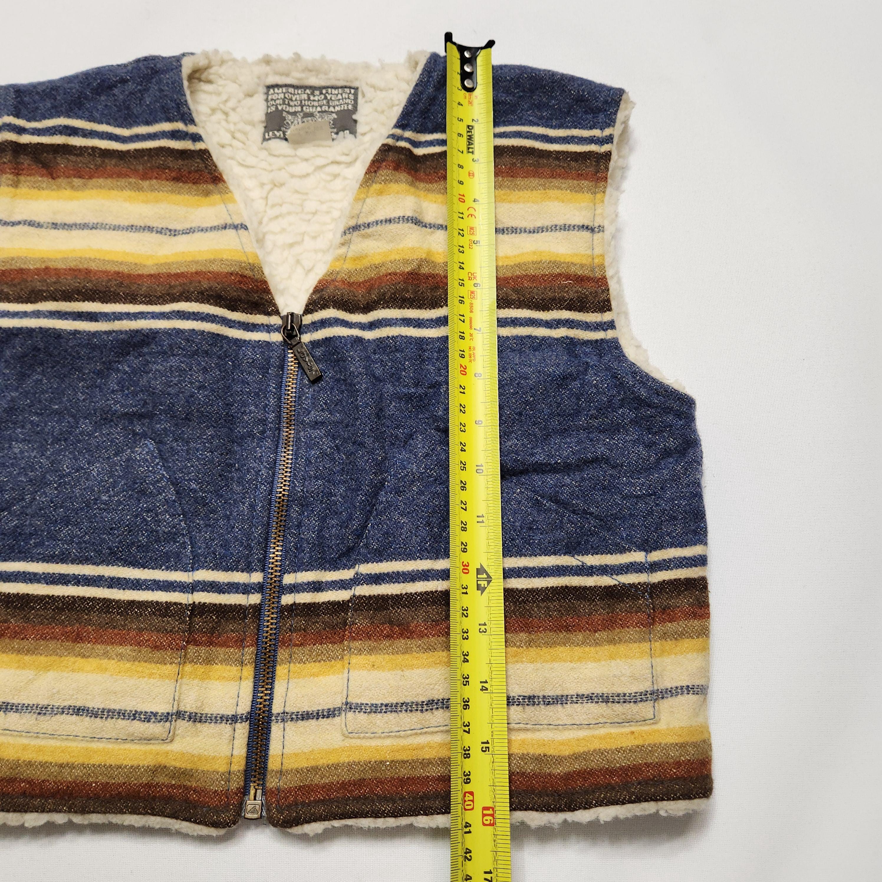 Vintage Levis Southwestern Blanket Stripe Sherpa Lined Zip Vest Size 4 image 9