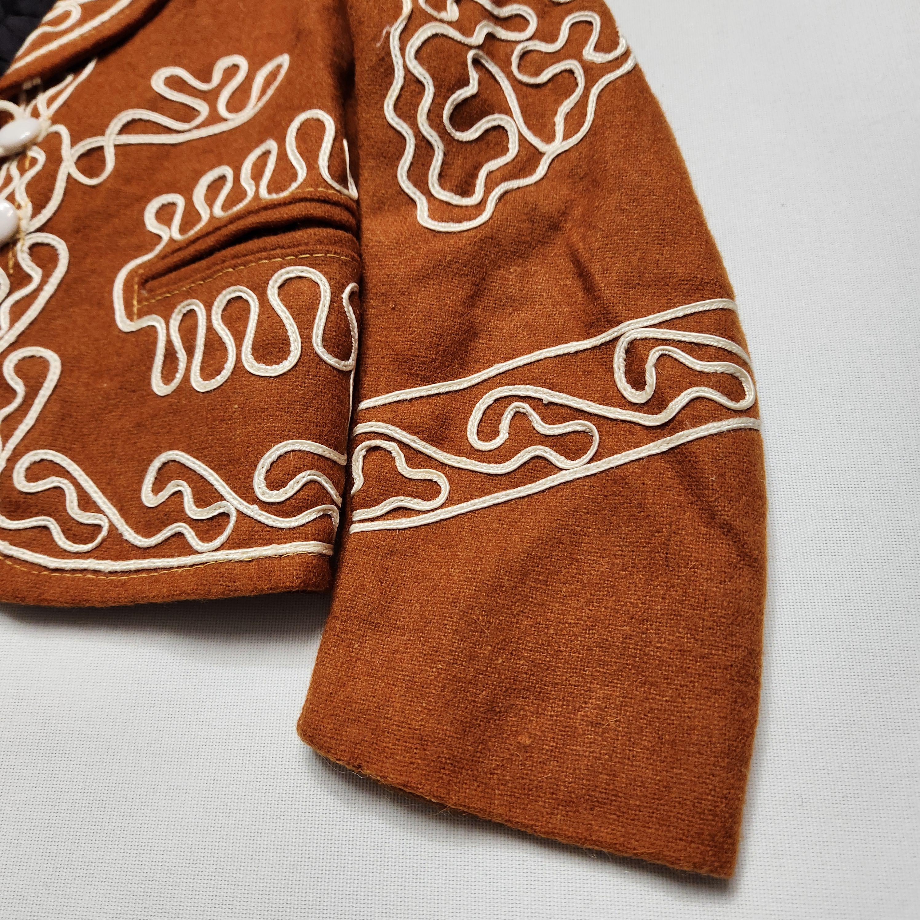 Vintage 60s 70s Embroidered Wool Charro Mariachi Bolero Jacket Toddler 2/3T image 4
