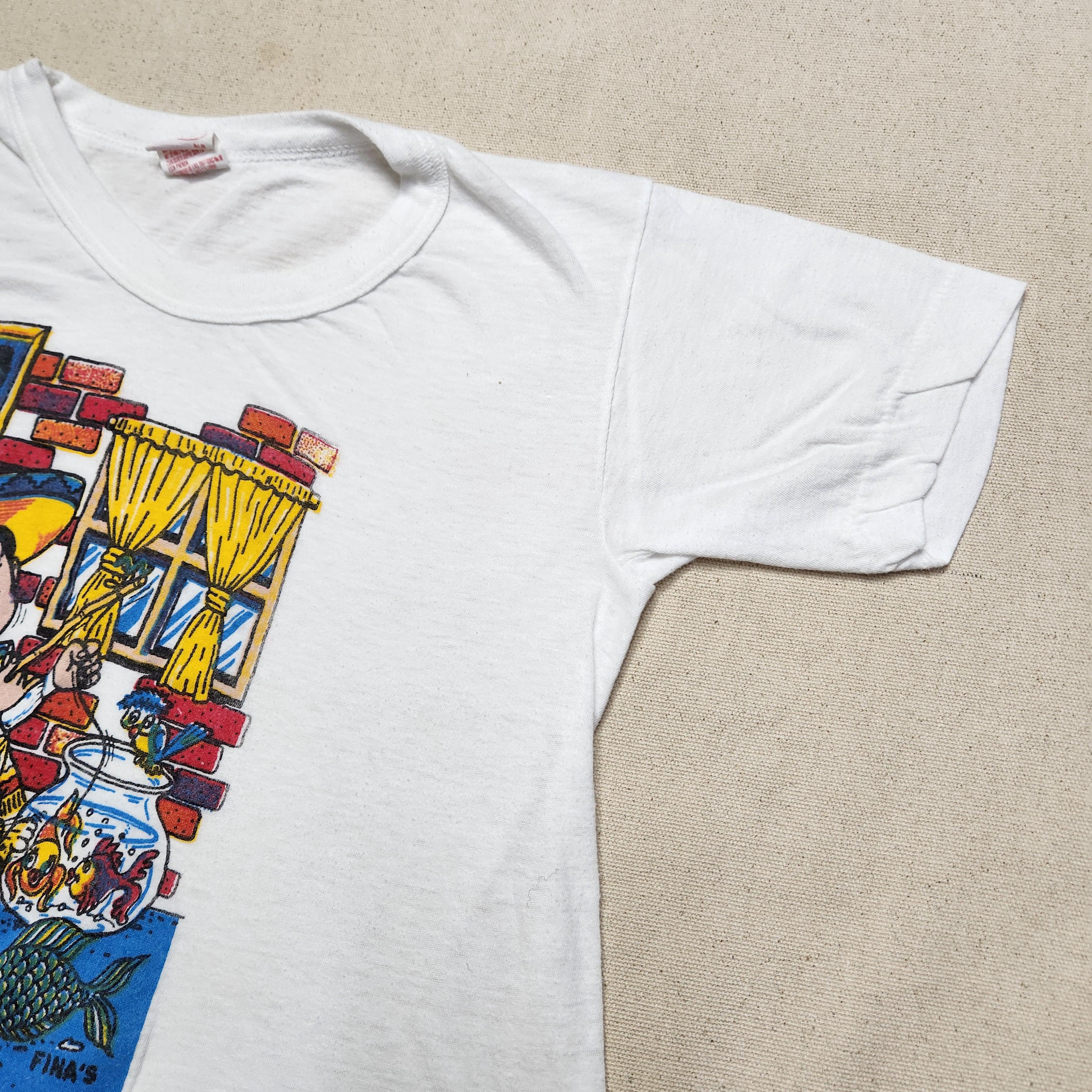Vintage 80s Mexico Souvenir Tshirt: Fish, Cat & Boy Print image 3