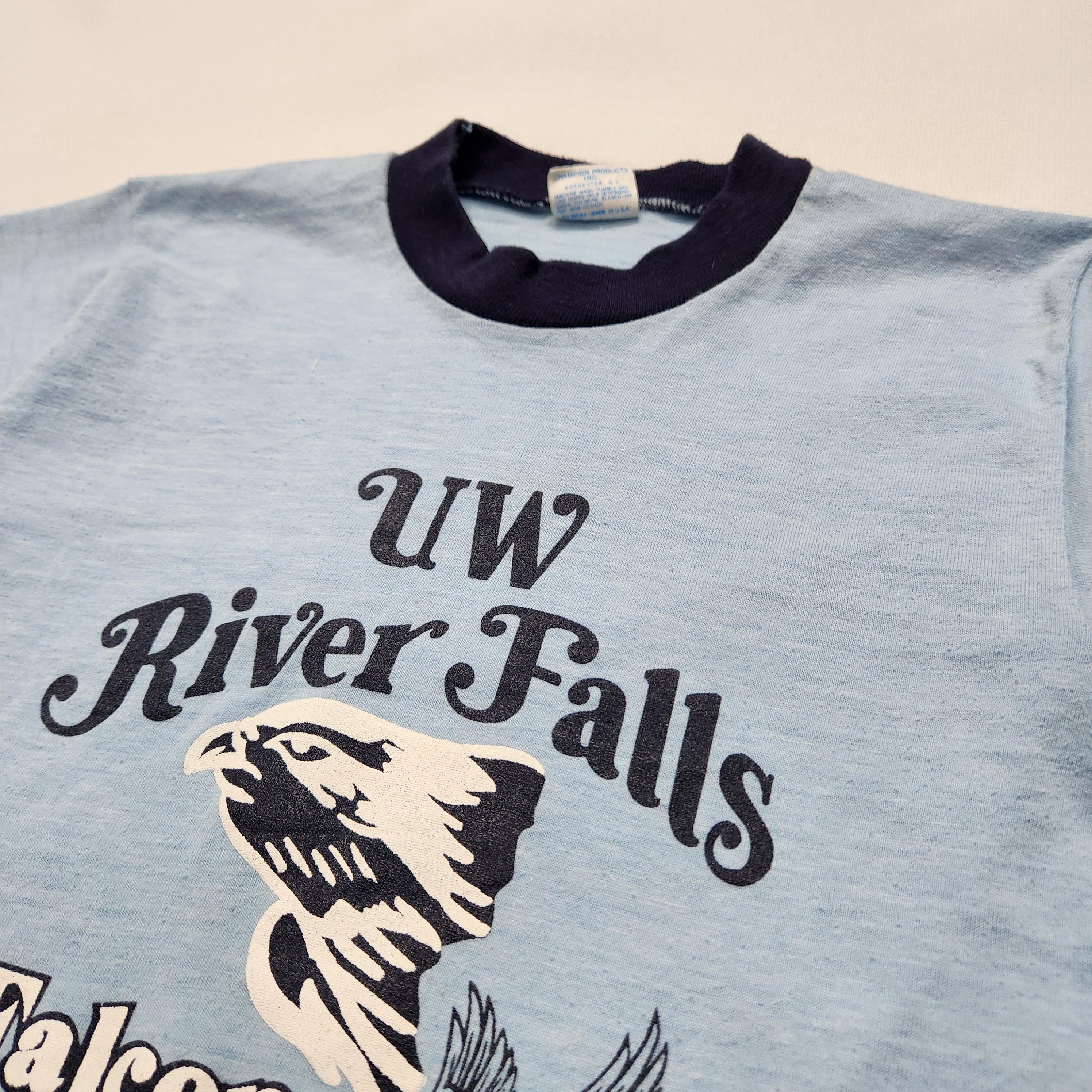 Vintage 70s Champion UW River Falls Falcons Ringer Tee Kids 2/3y image 2