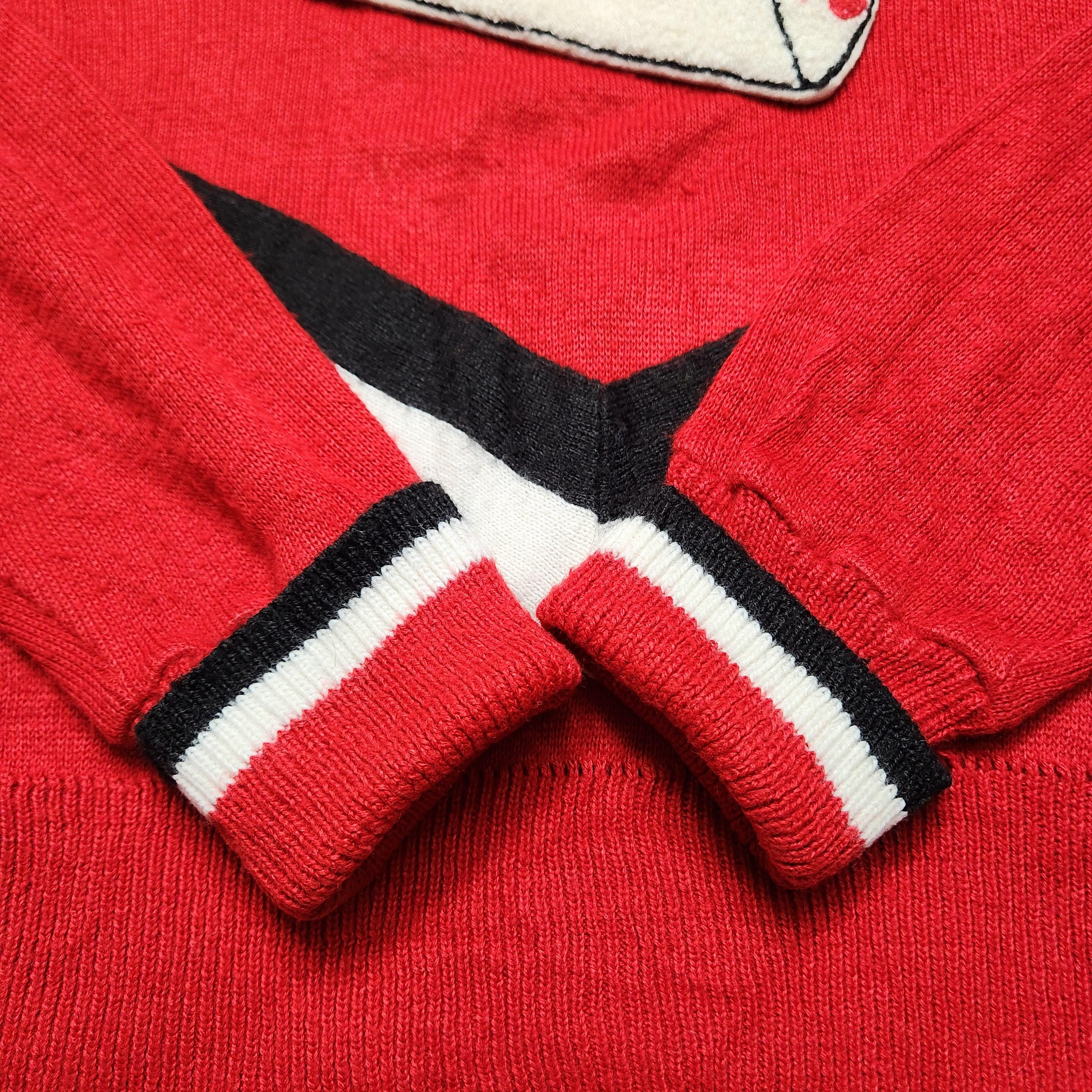 Vintage 85 Cheerleader Sweater Natalie Red Black White Chenille Patch image 10
