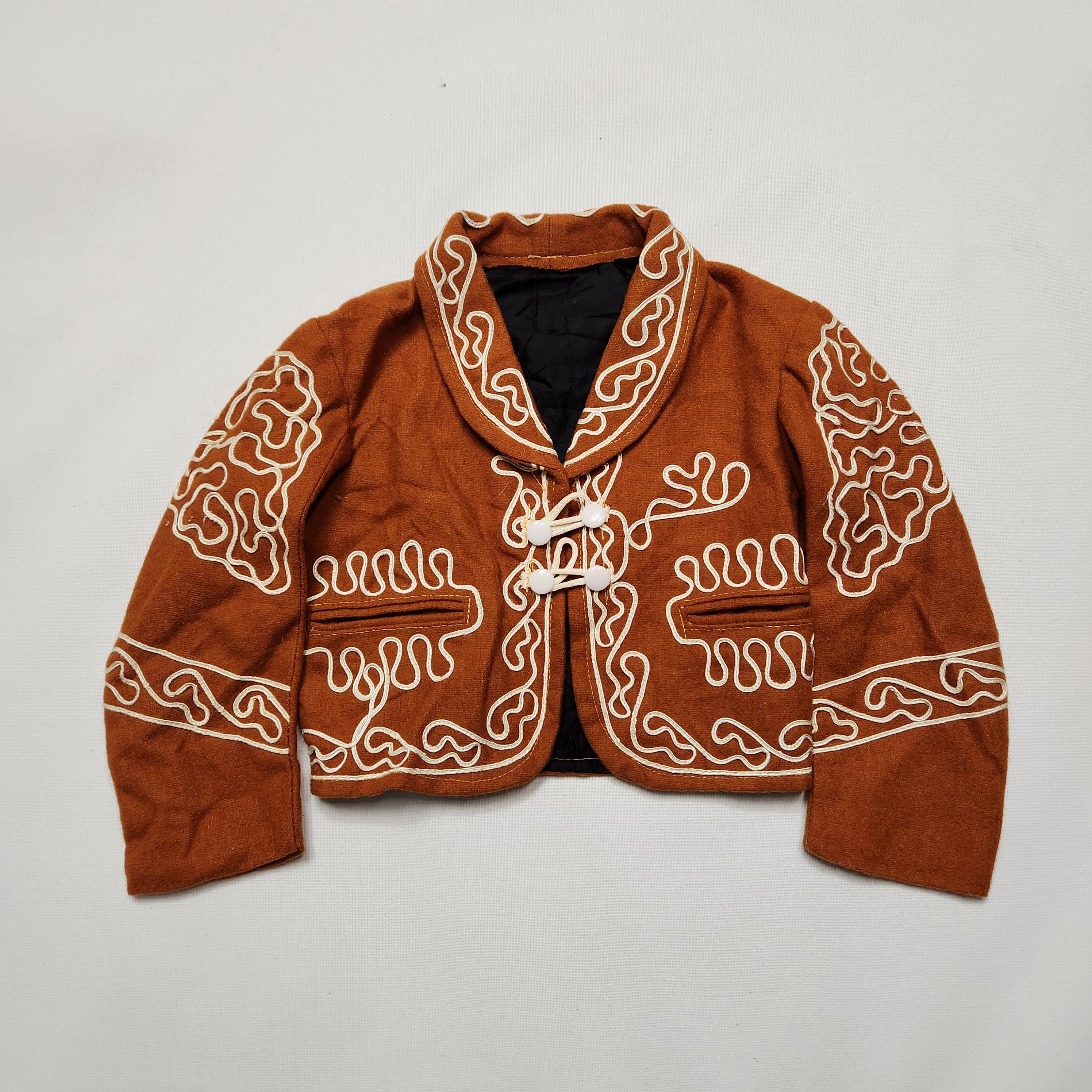 Vintage 60s 70s Embroidered Wool Charro Mariachi Bolero Jacket Toddler 2/3T