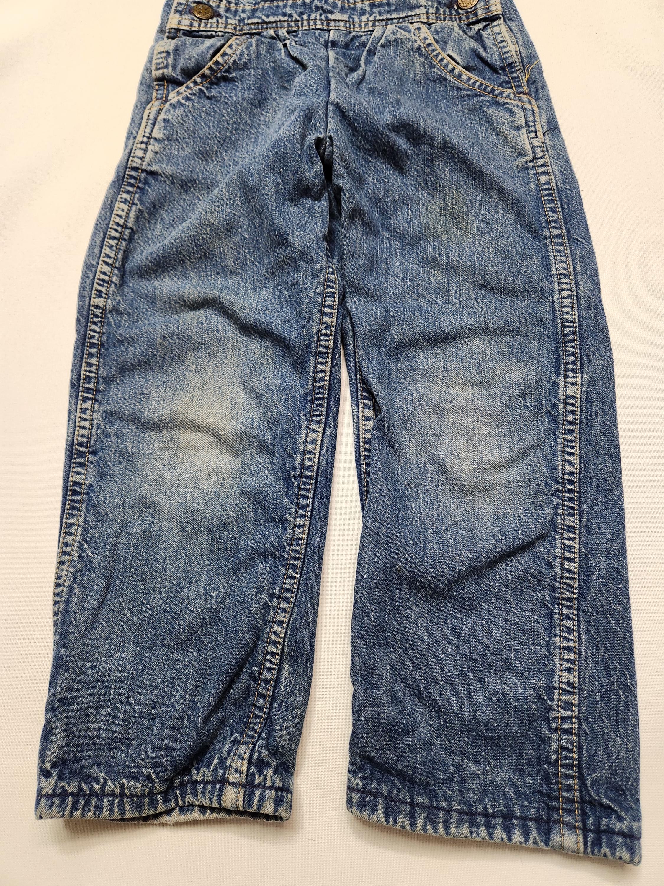 Vintage 80s OshKosh Bgosh Flannel Lined Denim Overalls Heart Patch Size 3/4 image 5