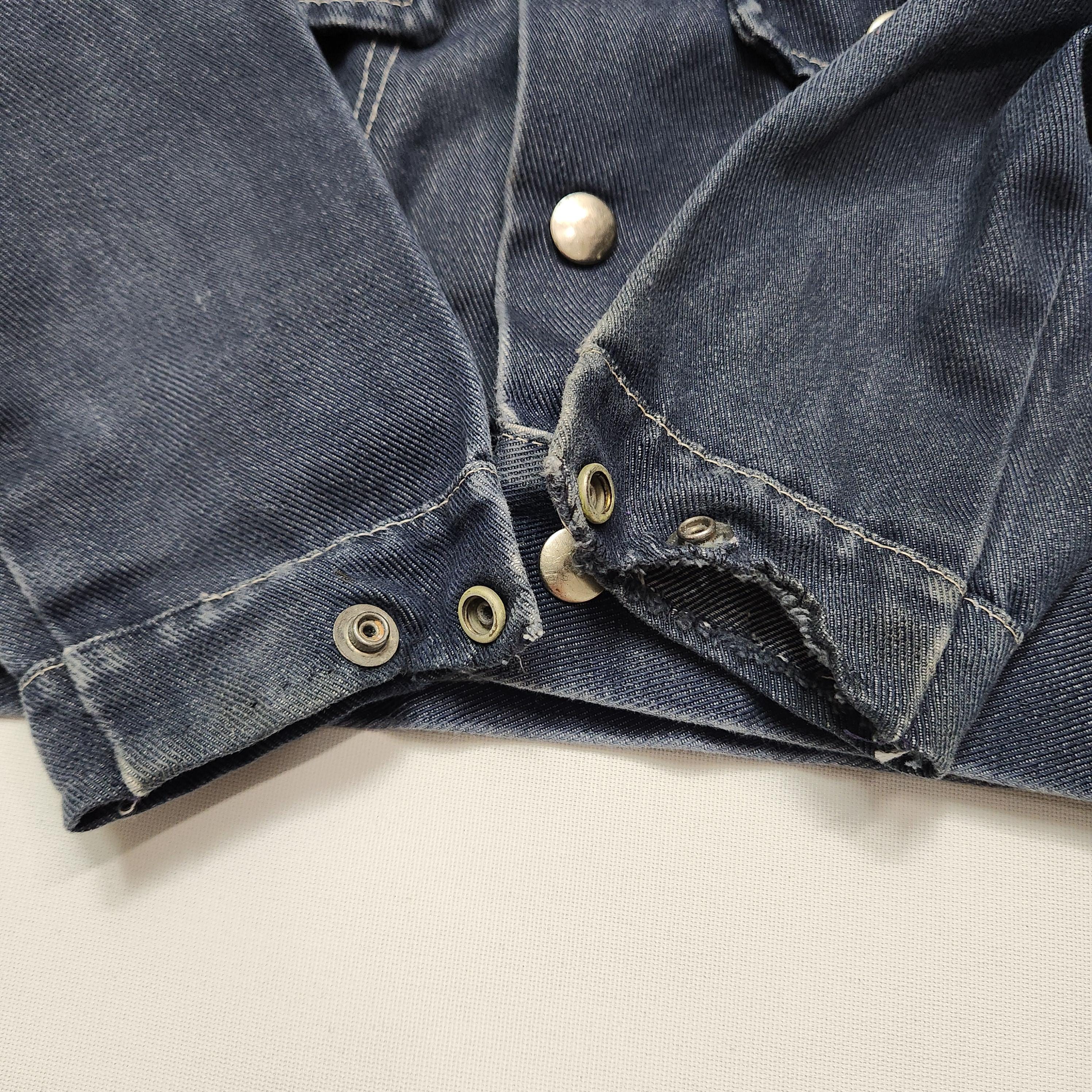 Vintage 70s Dark Wash Denim Jacket Kids Small Snap Button Cropped Jean Jacket image 5
