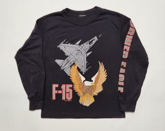 Maglia a maniche lunghe vintage F-15 Fighter Jet del 1988 (6-7 anni)
