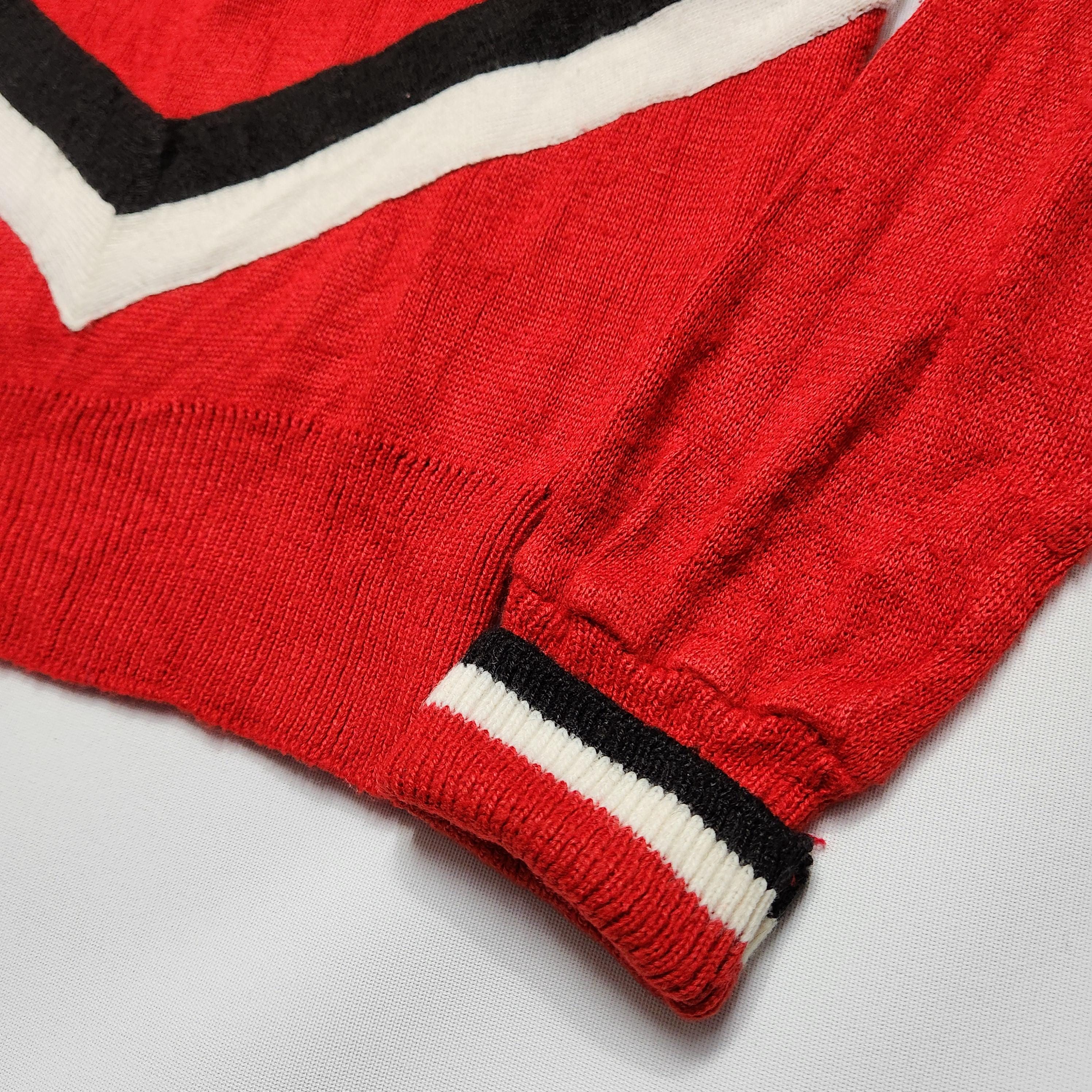 Vintage 85 Cheerleader Sweater Natalie Red Black White Chenille Patch image 4