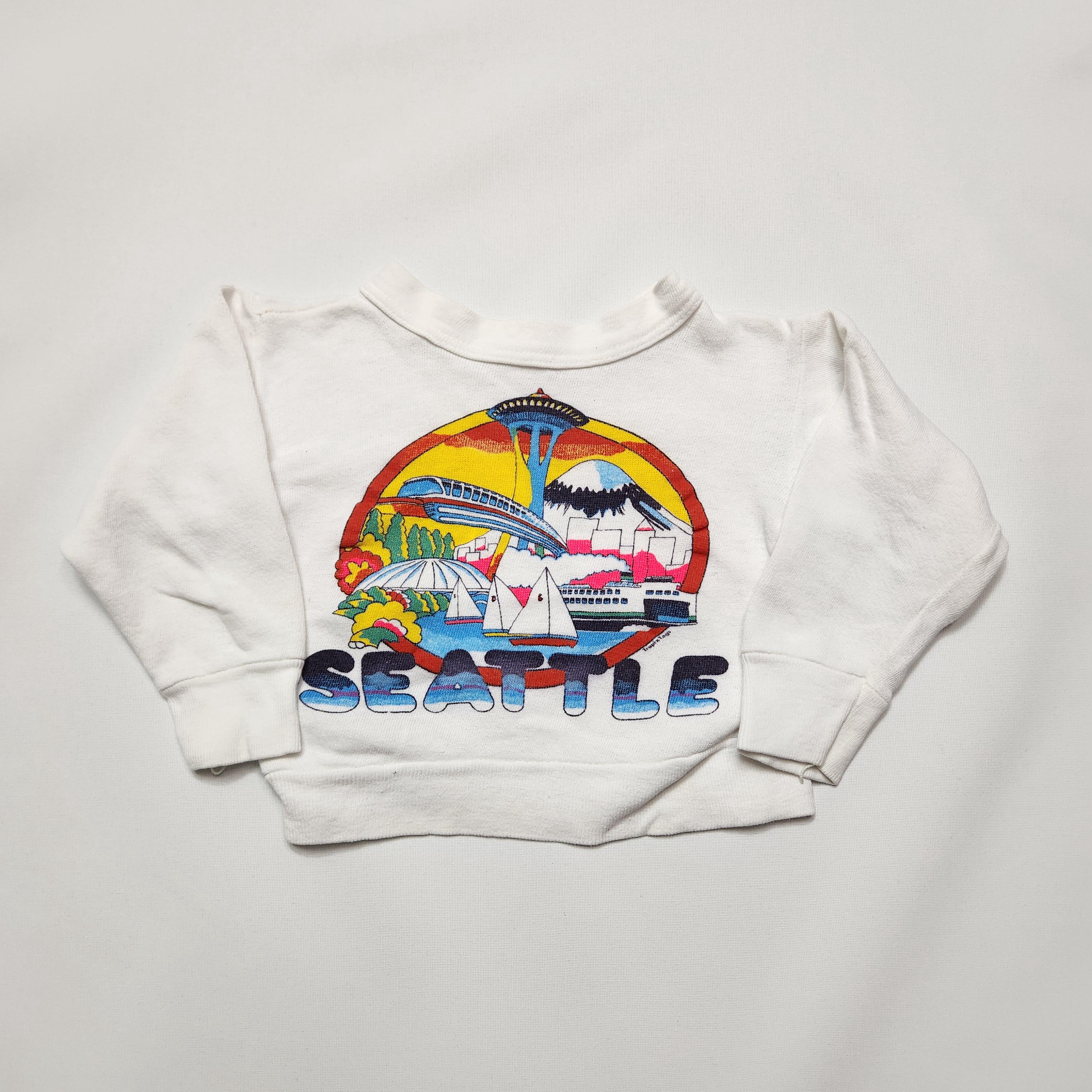Vintage 70s/80s Seattle Space Needle Souvenir Boxy Crop Toddler Sweatshirt 1-3y