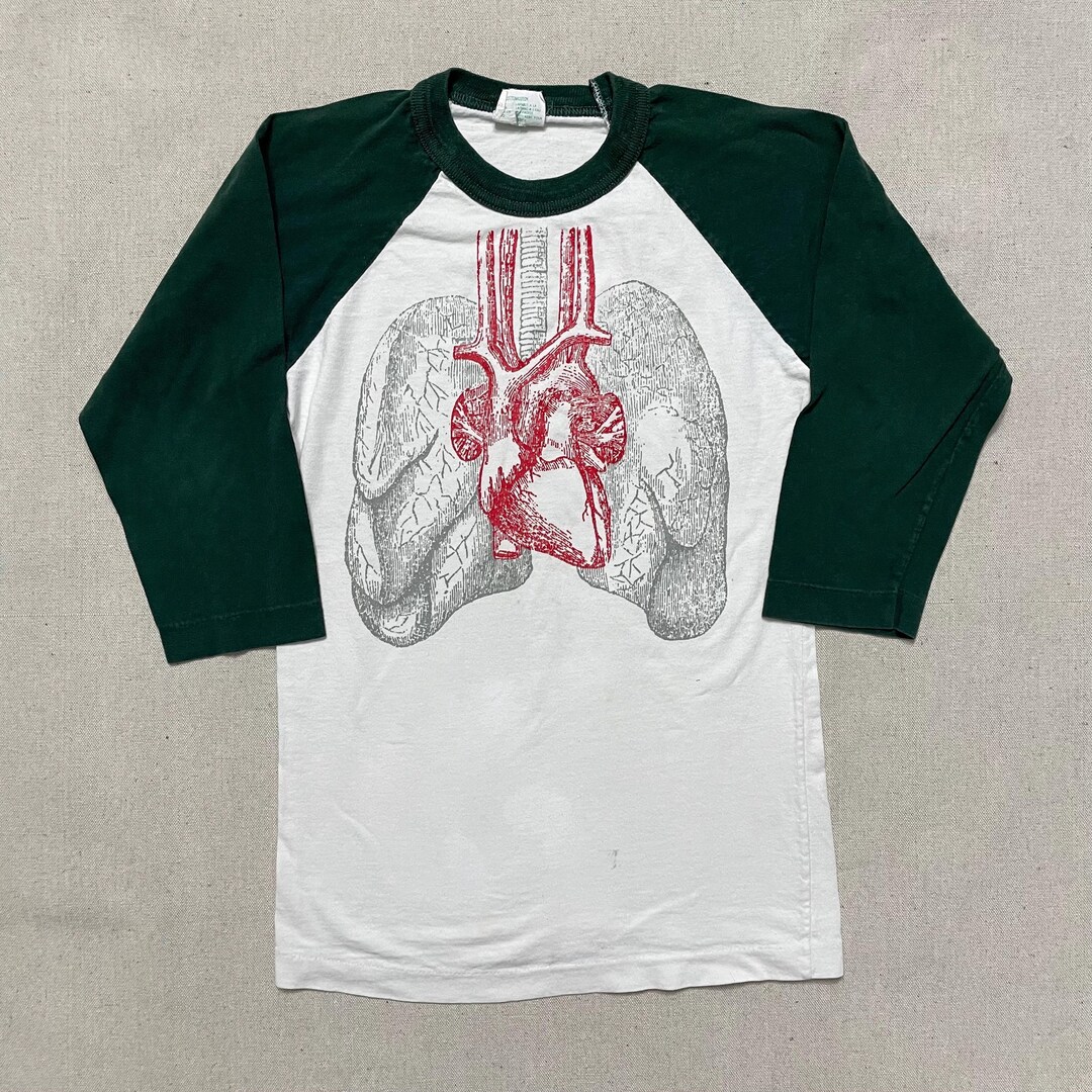 Vintage Anatomy Raglan Tee: 70s/80s Heart Lung Graphic Youth M(7-9y) - Etsy