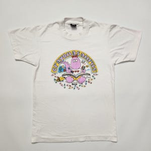 80s 90s Kids Youth Vintage Crayonasaurus by Cliff Galbraith Colourful Embossed Print Single Stitch White Tshirt / 15&quot;x22&quot; / 6y 7y 8y
